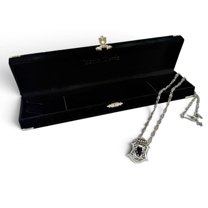 美品☆Justin Davis ジャスティンデイビス シャングリラ 925 オニキス タイニークロス ペンダント シルバー 重量31.8g レディース メンズ