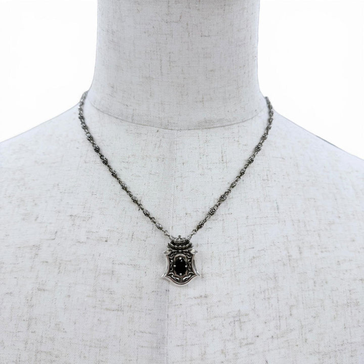 美品☆Justin Davis ジャスティンデイビス シャングリラ 925 オニキス タイニークロス ペンダント シルバー 重量31.8g レディース メンズ