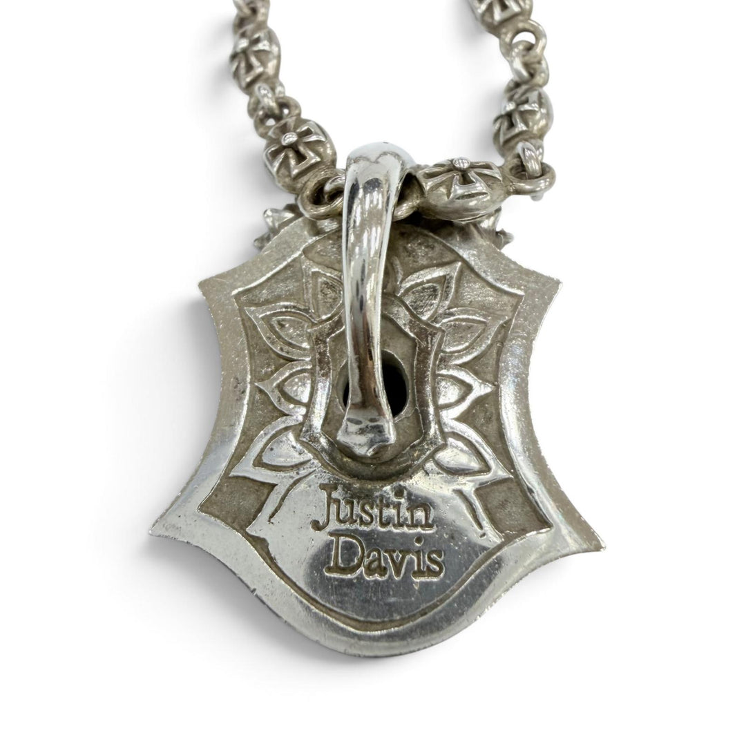 美品☆Justin Davis ジャスティンデイビス シャングリラ 925 オニキス タイニークロス ペンダント シルバー 重量31.8g レディース メンズ