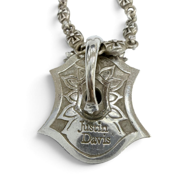美品☆Justin Davis ジャスティンデイビス シャングリラ 925 オニキス タイニークロス ペンダント シルバー 重量31.8g レディース メンズ