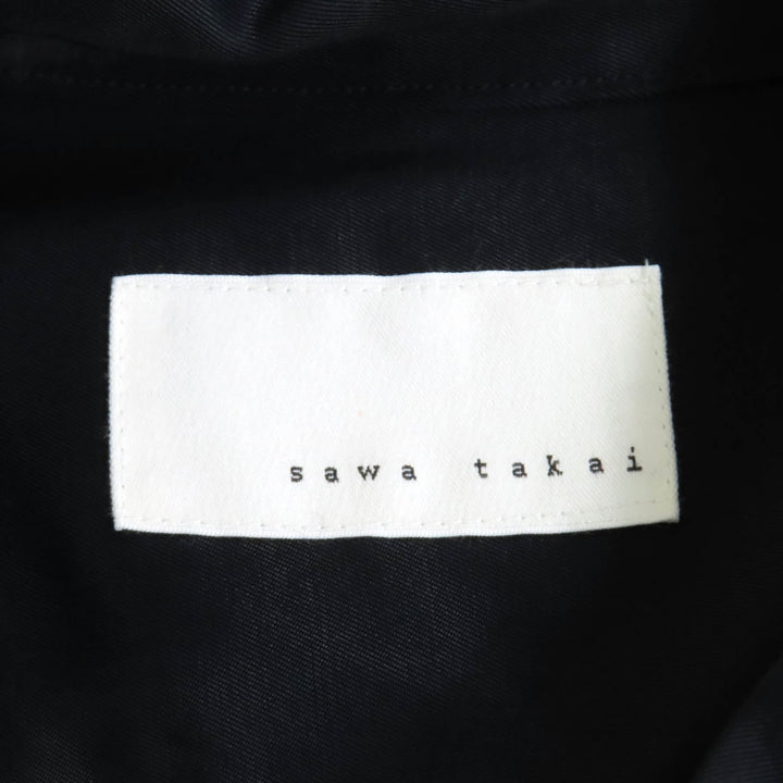 極美品★sawa takai サワ タカイ SS23-3068 メッシュポケット付 バックボタン 半袖シャツ ダークネイビー S 日本製 正規品 レディース