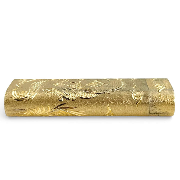 美品▲Cartier カルティエ ルビー エメラルド オーバル 龍×鳳凰 ローラー式 喫煙具 ガス ライター ゴールド スイス製 メンズ 着火確認済み