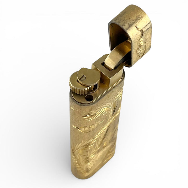 美品▲Cartier カルティエ ルビー エメラルド オーバル 龍×鳳凰 ローラー式 喫煙具 ガス ライター ゴールド スイス製 メンズ 着火確認済み