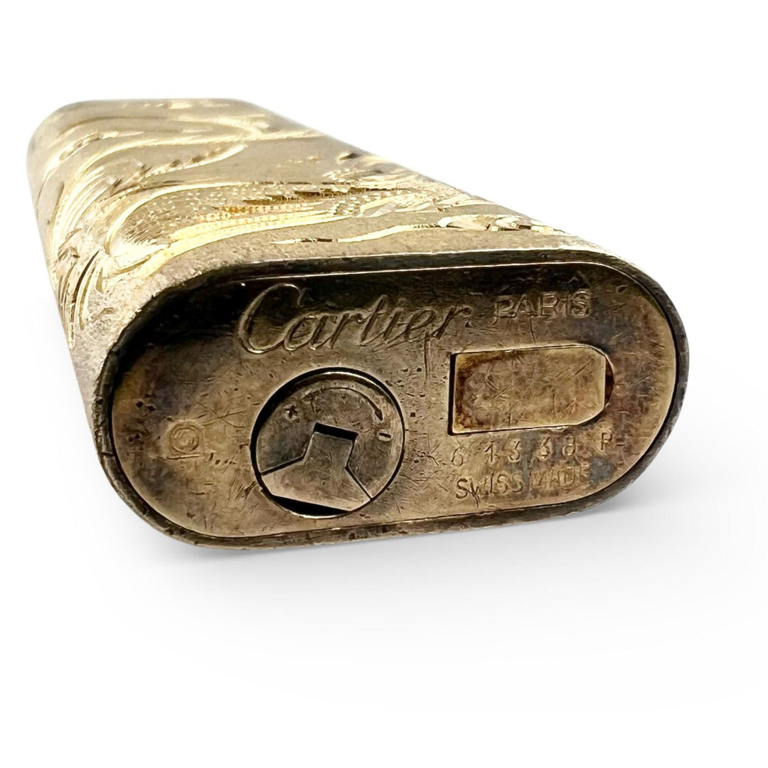 美品▲Cartier カルティエ ルビー エメラルド オーバル 龍×鳳凰 ローラー式 喫煙具 ガス ライター ゴールド スイス製 メンズ 着火確認済み