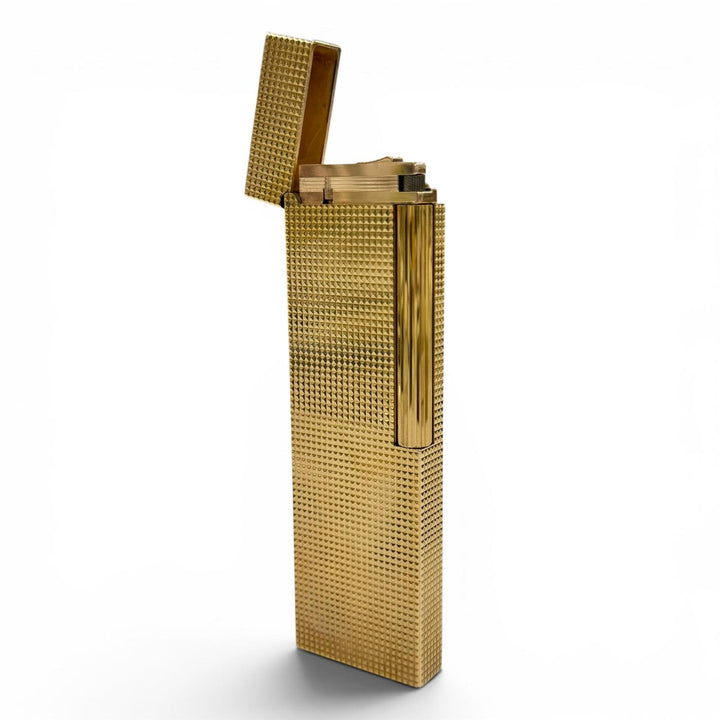 外装美品◇Dupont デュポン ライン1 ダイヤモンドヘッド ロング 卓上ライター ガスライター 希少モデル ゴールド 仏製 メンズ 着火不可