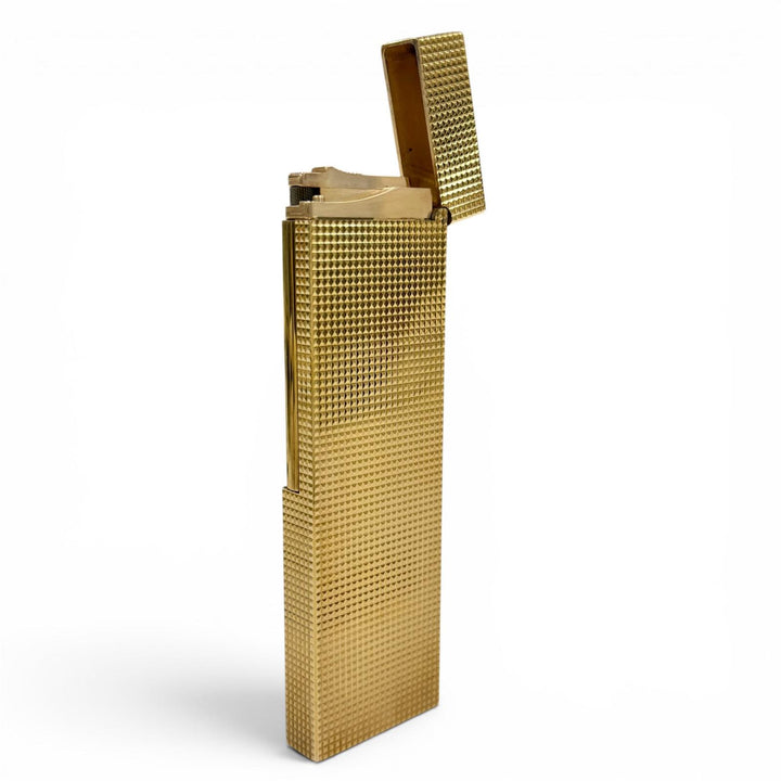 外装美品◇Dupont デュポン ライン1 ダイヤモンドヘッド ロング 卓上ライター ガスライター 希少モデル ゴールド 仏製 メンズ 着火不可