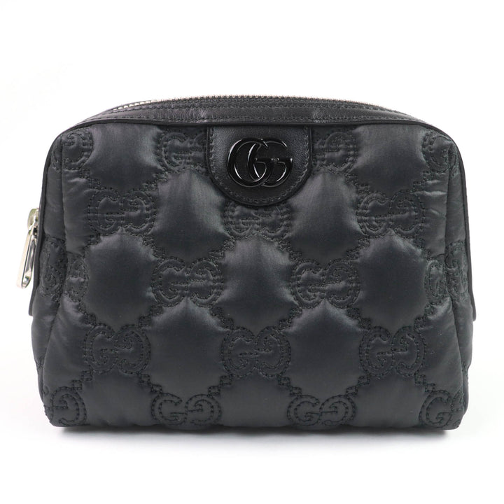 極美品☆GUCCI グッチ 72604 GGマーモント メイクポーチ 小物入れ ポーチ ブラック パープル 箱・保存袋付き イタリア製 レディース