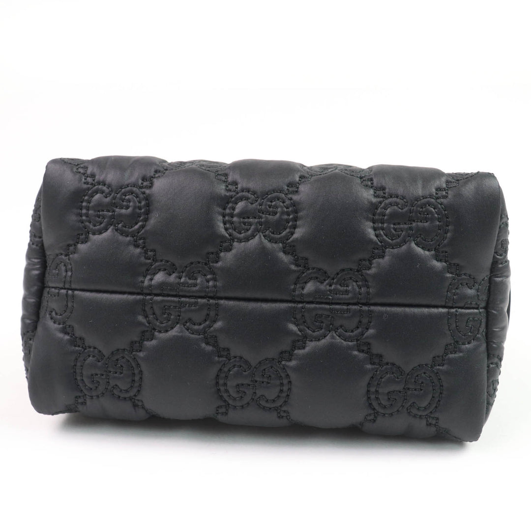 極美品☆GUCCI グッチ 72604 GGマーモント メイクポーチ 小物入れ ポーチ ブラック パープル 箱・保存袋付き イタリア製 レディース