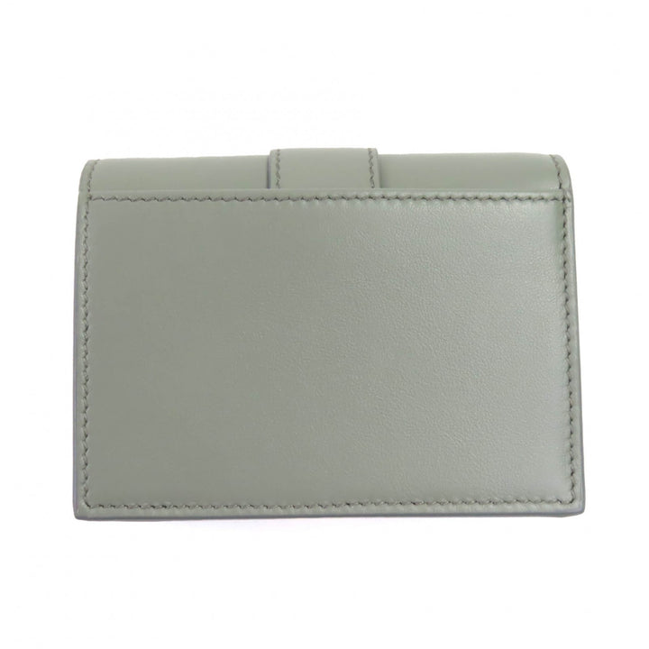 極美品◇FERRAGAMO フェラガモ 0775288 レザー ガンチーニ金具付き コンパクトウォレット 二つ折り財布 アッシュグレー 箱付 イタリア製