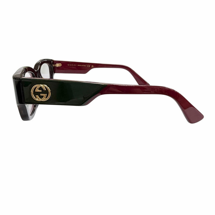 美品△GUCCI グッチ GG1667SK インターロッキングG スクエア メガネ 眼鏡 アイウェア ハバナ グリーン ボルドー 54□20 145 度入り 伊製