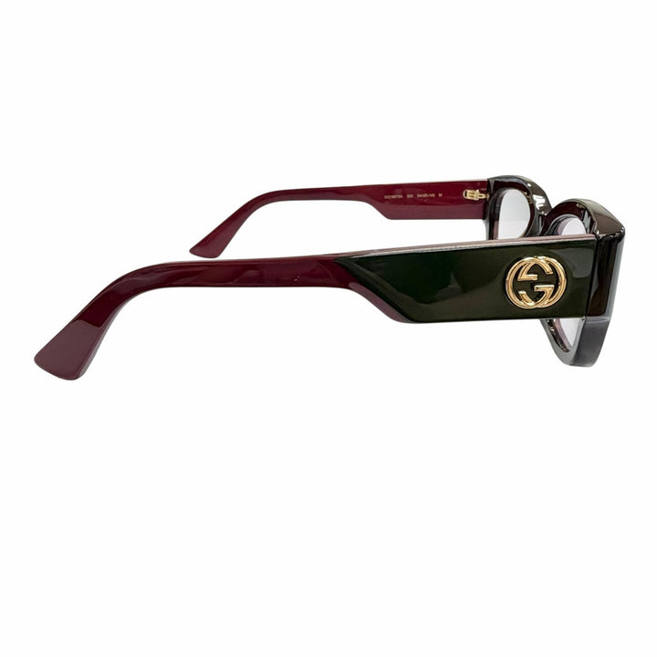 美品△GUCCI グッチ GG1667SK インターロッキングG スクエア メガネ 眼鏡 アイウェア ハバナ グリーン ボルドー 54□20 145 度入り 伊製