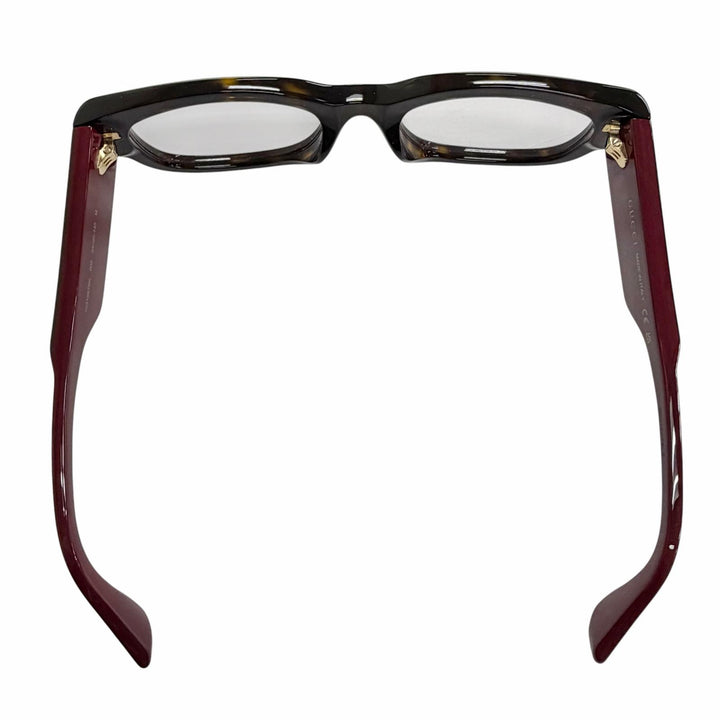 美品△GUCCI グッチ GG1667SK インターロッキングG スクエア メガネ 眼鏡 アイウェア ハバナ グリーン ボルドー 54□20 145 度入り 伊製
