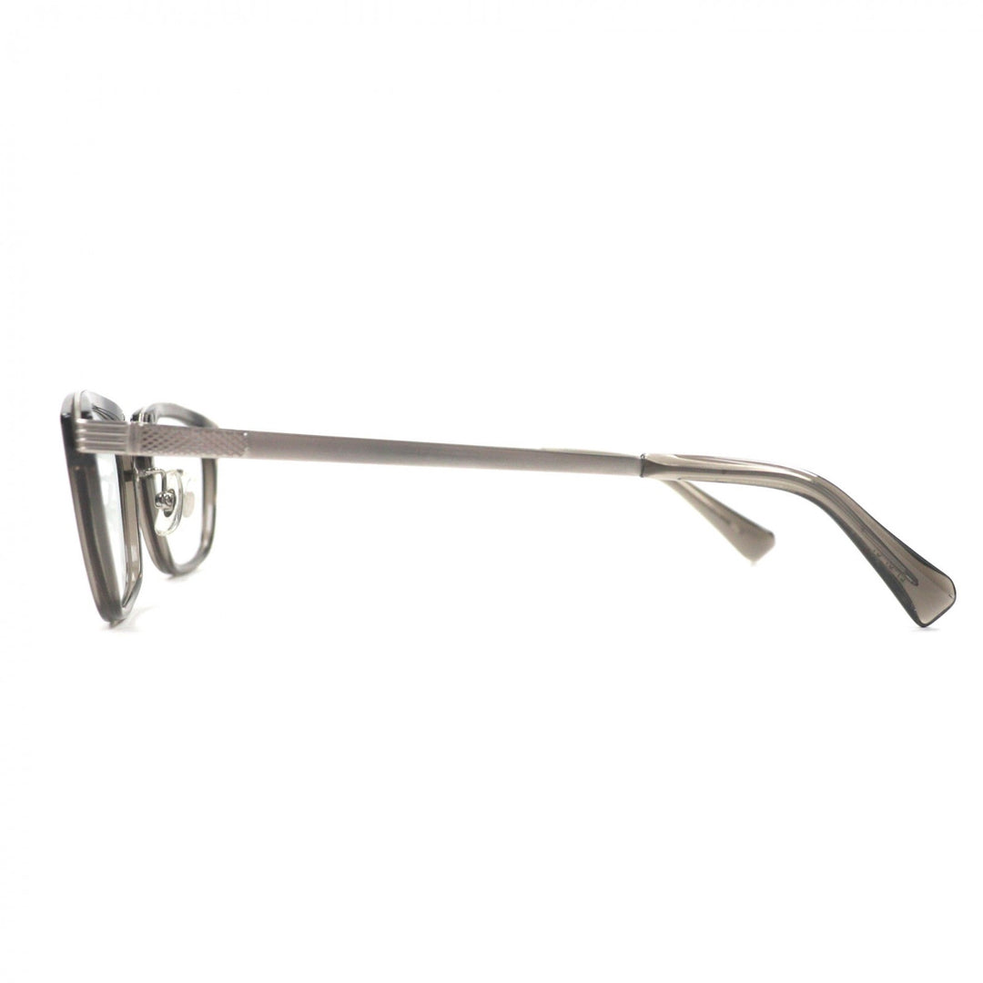 美品▼Opticien Loyd オプティシァンロイド LY-01 メガネ 眼鏡 アイウェア クリアグレー シルバー 51□21-143 ケース付き 日本製 メンズ