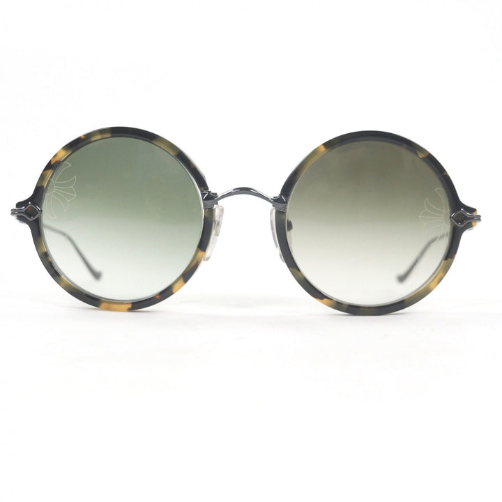 美品□CHROME HEARTS クロムハーツ MOIST SV925 CHクロス ラウンドフレーム マーブル柄 サングラス ブラック系 52□24-131 日本製 メンズ