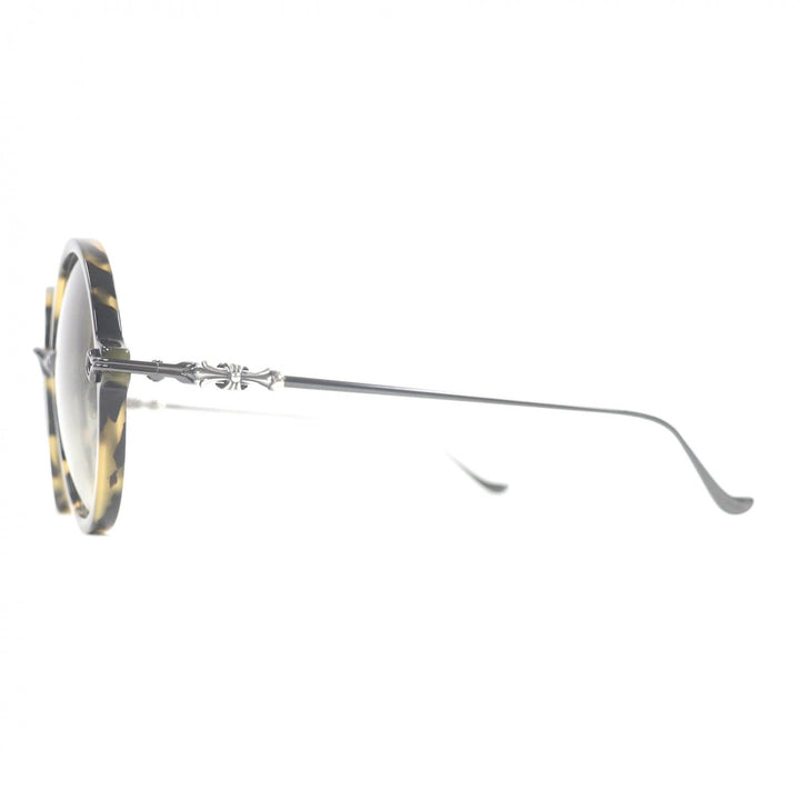 美品□CHROME HEARTS クロムハーツ MOIST SV925 CHクロス ラウンドフレーム マーブル柄 サングラス ブラック系 52□24-131 日本製 メンズ
