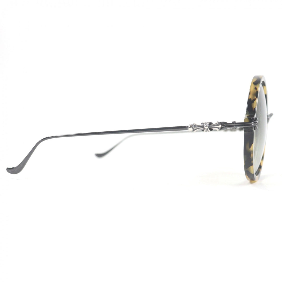 美品□CHROME HEARTS クロムハーツ MOIST SV925 CHクロス ラウンドフレーム マーブル柄 サングラス ブラック系 52□24-131 日本製 メンズ