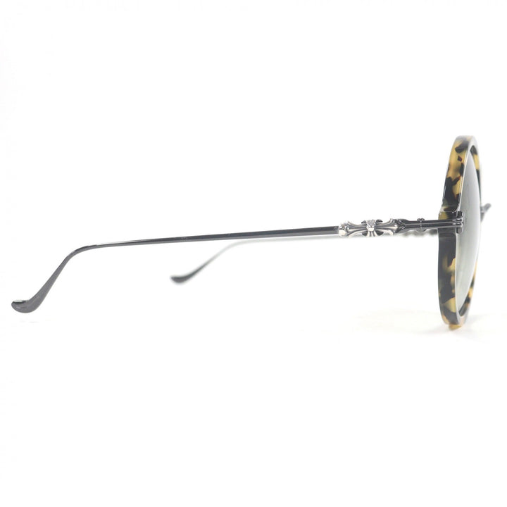 美品□CHROME HEARTS クロムハーツ MOIST SV925 CHクロス ラウンドフレーム マーブル柄 サングラス ブラック系 52□24-131 日本製 メンズ