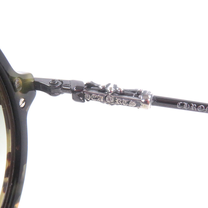 美品□CHROME HEARTS クロムハーツ MOIST SV925 CHクロス ラウンドフレーム マーブル柄 サングラス ブラック系 52□24-131 日本製 メンズ