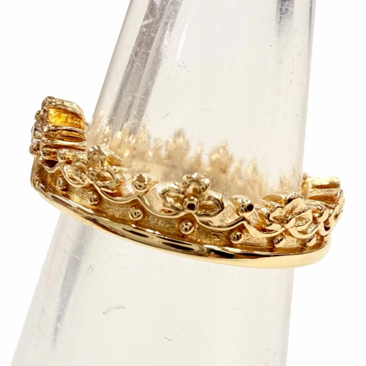 極美品◇Justin Davis ジャスティンデイビス クラウン K18 ダイヤ1P 0.02ct リング 指輪 ゴールド JP7号 重量5.26g レディース