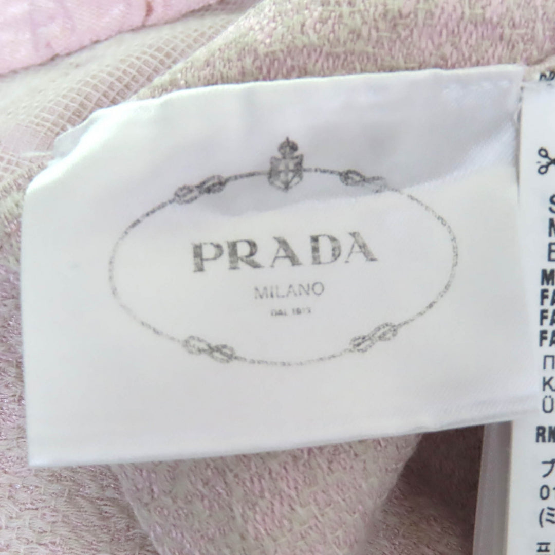 美品△PRADA プラダ 2024年製 P3N16 ピンク キルティング ミニドレス トライアングルパッチデザイン ワンピース40 正規品 定価440000円