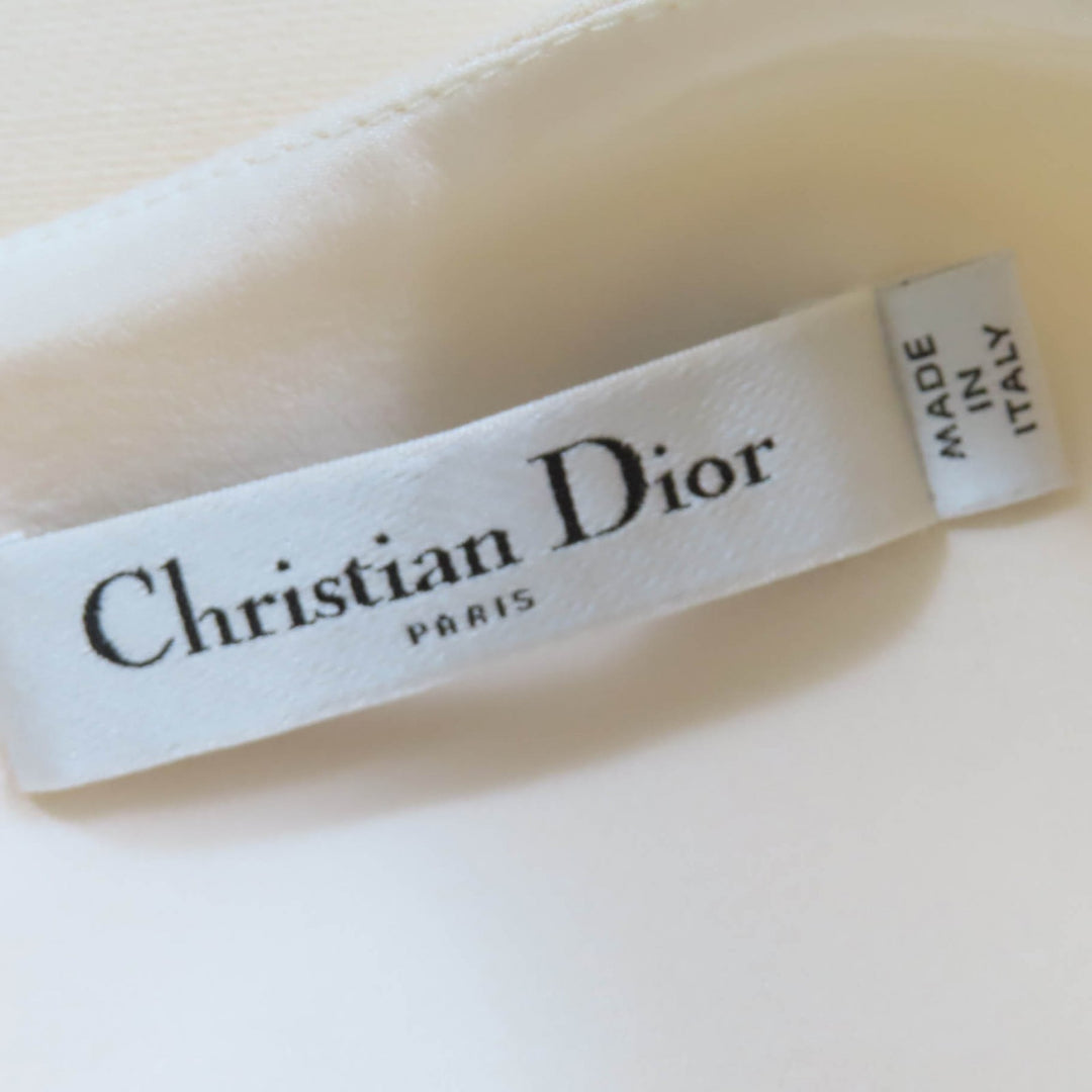 美品☆Christian Dior クリスチャンディオール 341B32A1166 シルク fallコレクション着用 ロゴボタン ドレス ワンピース 38 正規品
