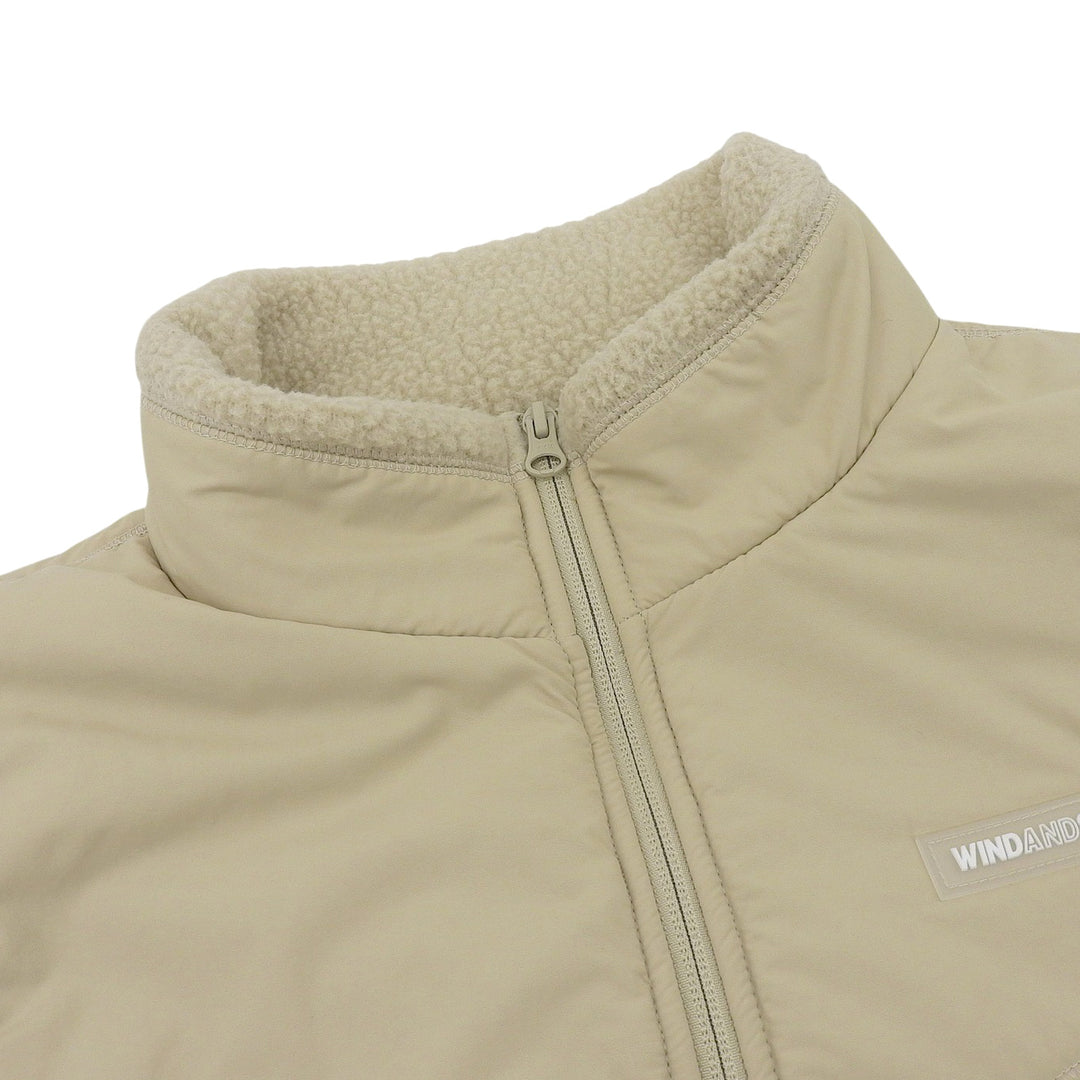 極美品▲WIND AND SEA ウィンダンシー WDS-O-ATT-24-Q2-PLTB-03 POLARTECH FLEECE ラバーロゴ付き フリース ベスト ベージュ M 正規品