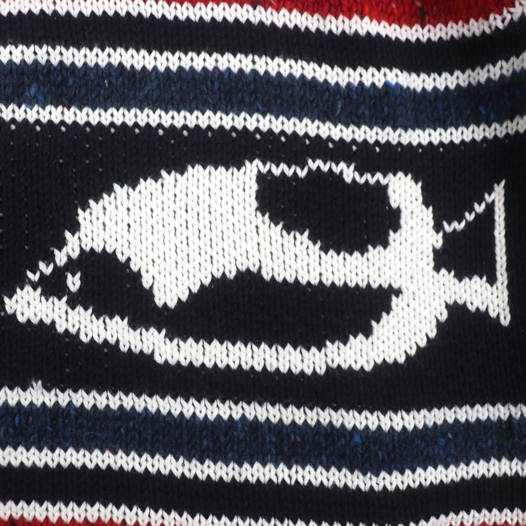 美品▼THOM BROWNE トムブラウン MKC029 コットン ウール 魚柄 Vネック ニット カーディガン マルチカラー 1 正規品 メンズ