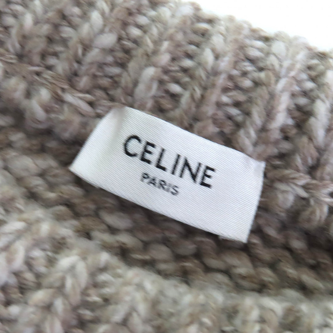 極美品△CELINE セリーヌ 2ADW6824V ウール100％ トリオンフ クルーネック 長袖 ニット セーター ブラウン系 L 英国製 正規品 レディース