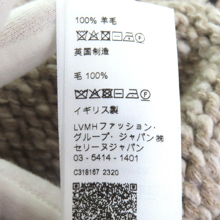極美品△CELINE セリーヌ 2ADW6824V ウール100％ トリオンフ クルーネック 長袖 ニット セーター ブラウン系 L 英国製 正規品 レディース