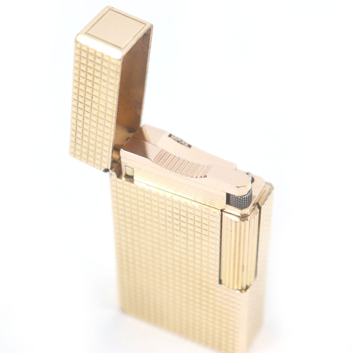 外装美品□Dupont デュポン ライン1 ロング ダイヤモンドヘッド スクエア 喫煙具 ガスライター ゴールド フランス製 メンズ 着火不可