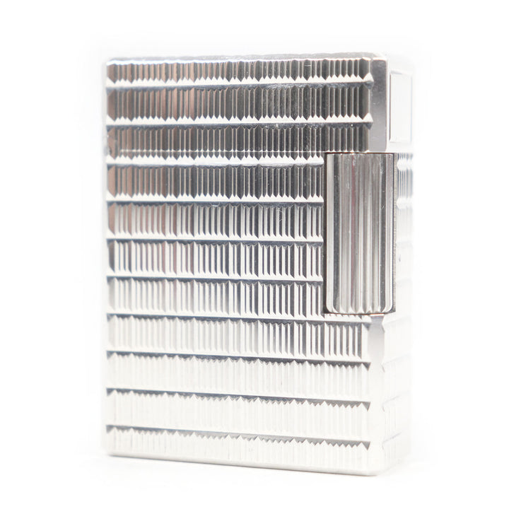 外装極美品□Dupont デュポン ライン1 ショート ブロックチェック柄 スクエア ガスライター シルバー フランス製 メンズ 着火不可