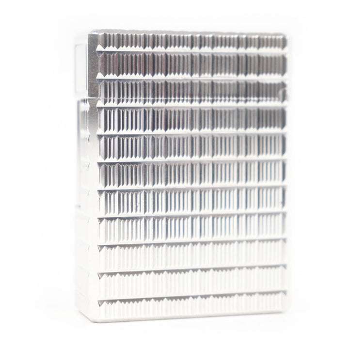外装極美品□Dupont デュポン ライン1 ショート ブロックチェック柄 スクエア ガスライター シルバー フランス製 メンズ 着火不可