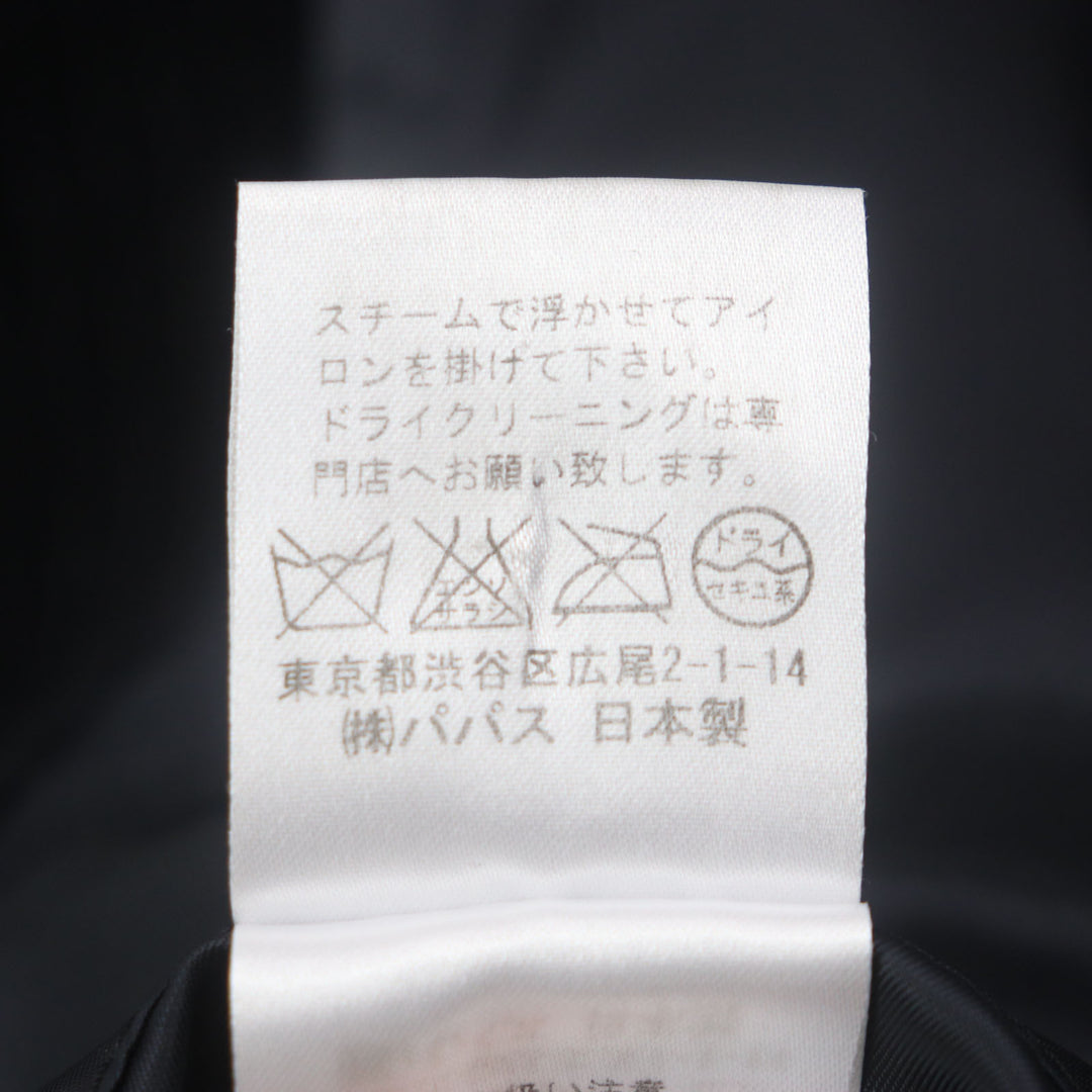美品▼Papas パパス カシミヤ混 コーデュロイ ロゴ刺繍入り シングルジャケット テーラード ブラック M 日本製 正規品 メンズ