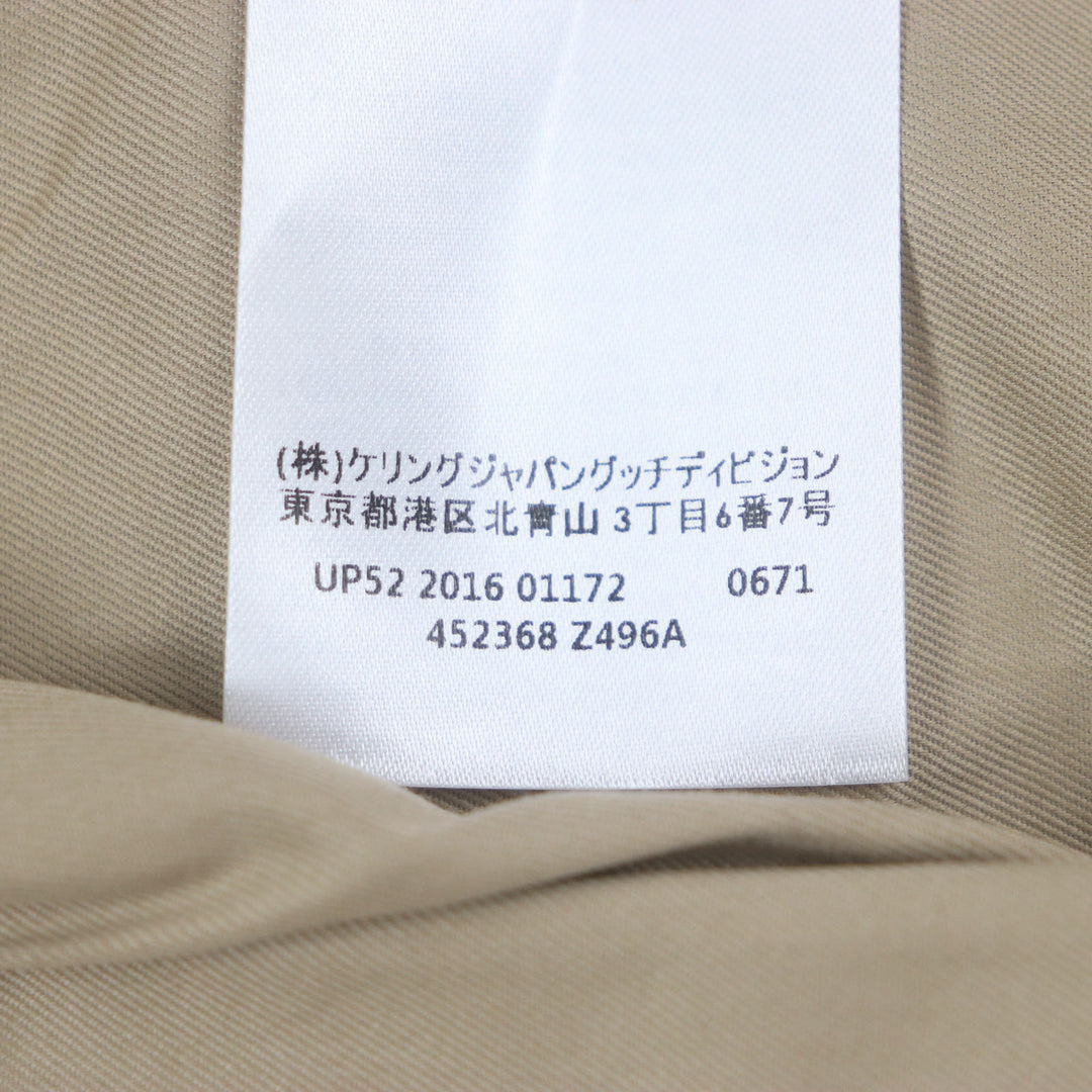 美品▼GUCCI グッチ 452368 バックタイガー刺繍 裏地シルク100% ロゴ入りボタン トレンチコート ベージュ 46 イタリア製 正規品 メンズ