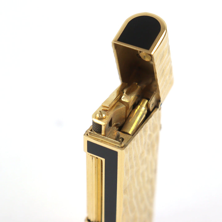 外装極美品○Dunhill ダンヒル ラッカー ドーム型 ローラー式 喫煙グッズ ガスライター ブラック ゴールド スイス製 着火不可