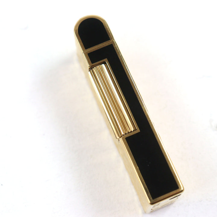 外装極美品○Dunhill ダンヒル ラッカー ドーム型 ローラー式 喫煙グッズ ガスライター ブラック ゴールド スイス製 着火不可