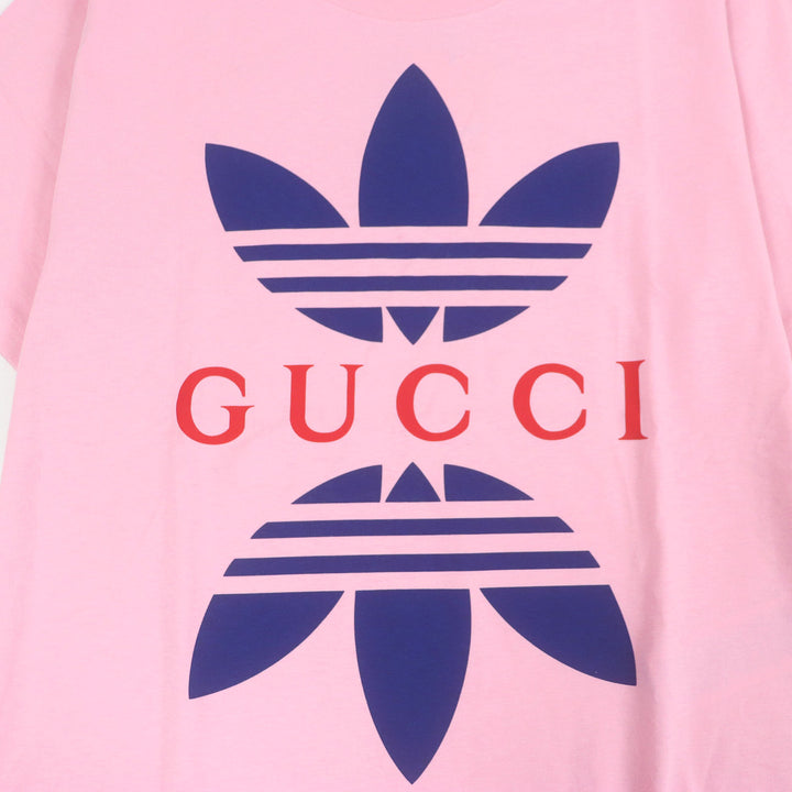 未使用品□GUCCI×adidas グッチ×アディダス 2021年製 548334 トレフォイル 半袖Tシャツ ピンク XS (メンズSサイズ相当) 伊製 正規品