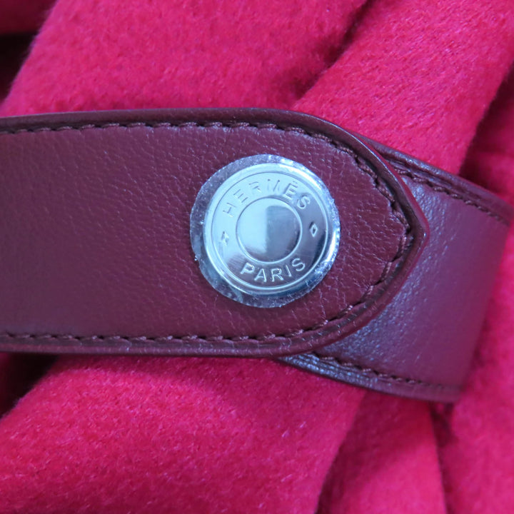 極美品★HERMES エルメス 21-22AW レザーベルト付 カシミヤ100％ ポンチョ／ケープコート レッド 36 ハンガー付き フランス製 正規品