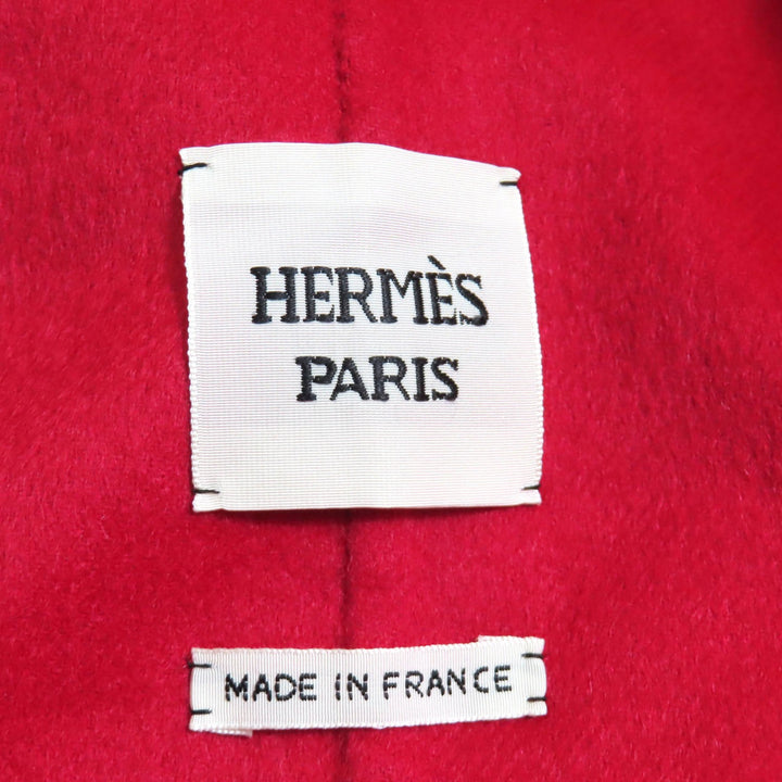 極美品★HERMES エルメス 21-22AW レザーベルト付 カシミヤ100％ ポンチョ／ケープコート レッド 36 ハンガー付き フランス製 正規品