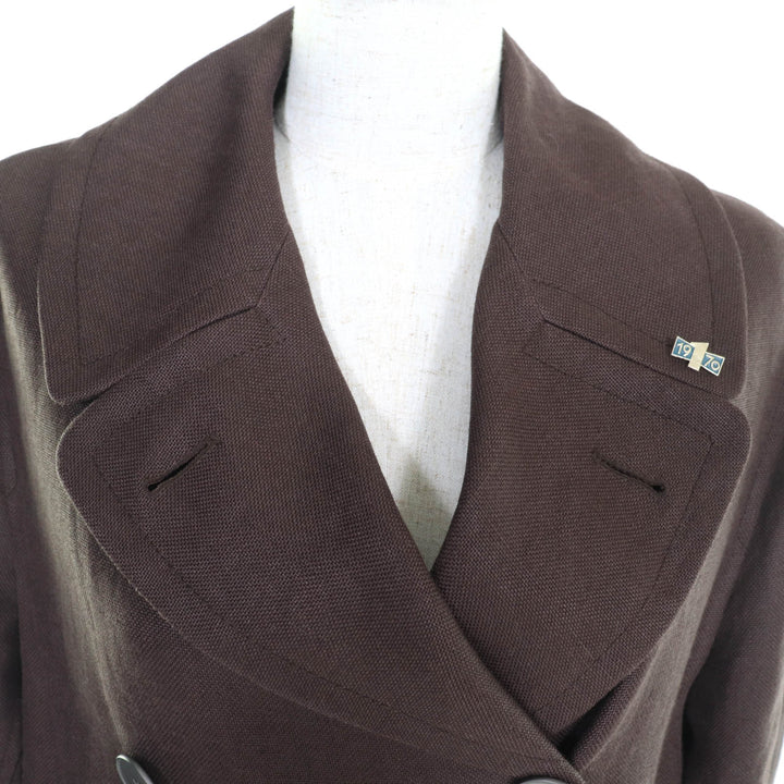 美品★HERMES エルメス ヴィンテージ decorative lapel pin Martin Margiela Inspired ピンバッチ付 オーバーカラー リネンジャケット 36