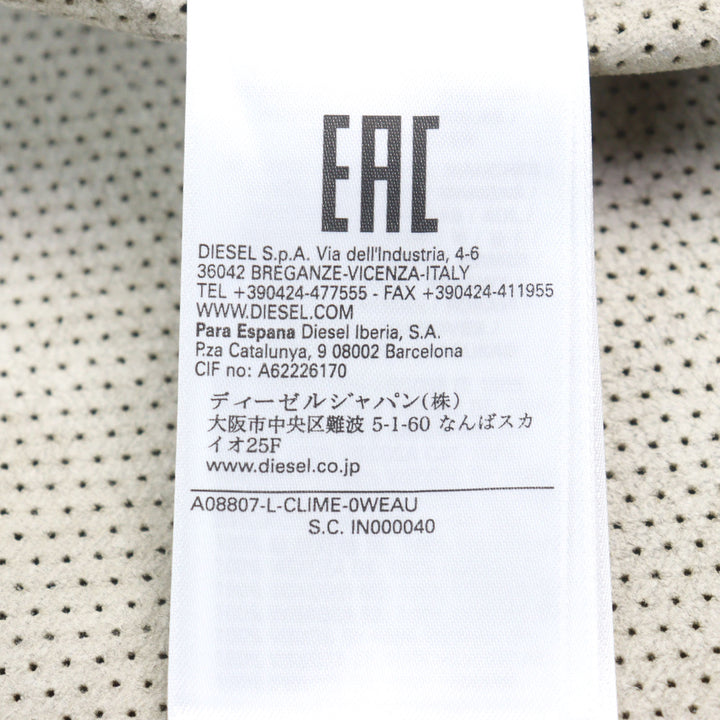 美品○DIESEL ディーゼル 23SS A08807 L-CLIME シープスキン ロゴジップ フェード加工 パンチング レザージャケット 48 正規品 メンズ