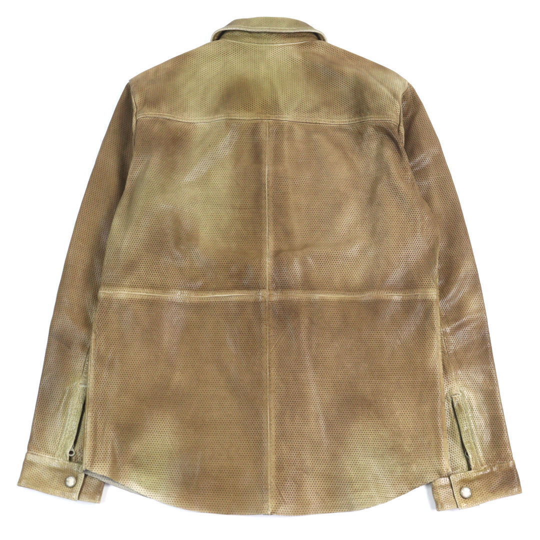 美品○DIESEL ディーゼル 23SS A08807 L-CLIME シープスキン ロゴジップ フェード加工 パンチング レザージャケット 48 正規品 メンズ