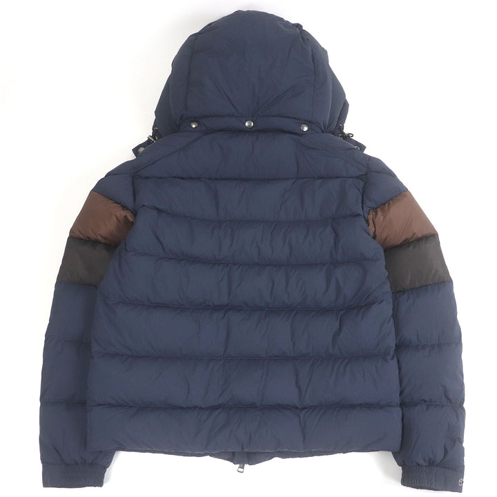 美品□MONCLER モンクレール 24-25AW ENZIAN GIUBOTTO ロゴワッペン フーデッド ダウンジャケット ネイビー ブラウン 2 正規品　メンズ