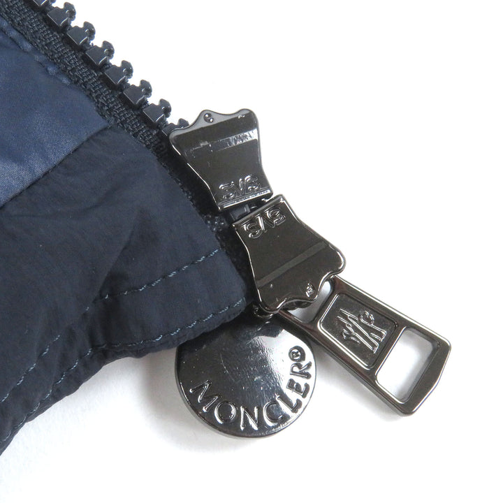 美品□MONCLER モンクレール 24-25AW ENZIAN GIUBOTTO ロゴワッペン フーデッド ダウンジャケット ネイビー ブラウン 2 正規品　メンズ