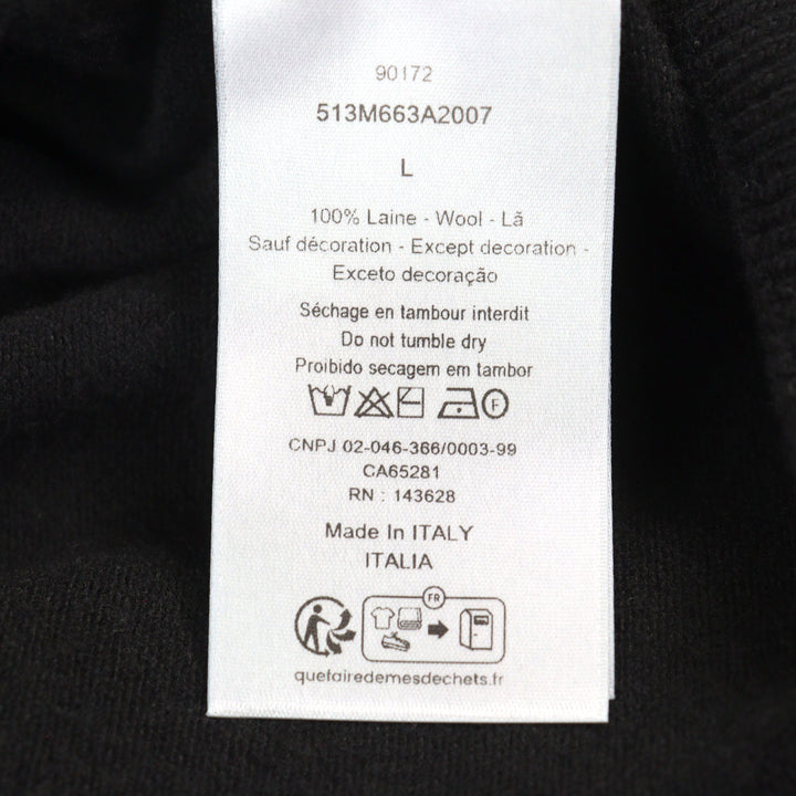 美品○DIOR ディオール オム 25SS 513M663A2007 ウール100% Archives Labels刺繍 ロゴ入り クルーネック ニット 黒系 L 正規品 メンズ