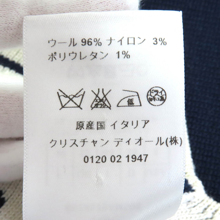極美品△Christian Dior クリスチャンディオール 6E24579AM509 ウール クローバー 裾スカラップ 長袖 クロップド ニット 44 正規品