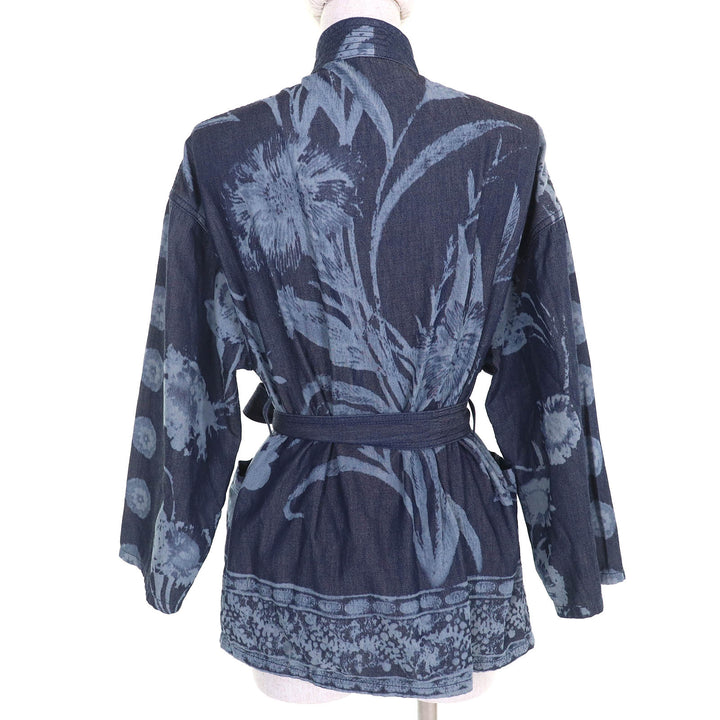 極美品△Christian Dior クリスチャンディオール 122V28A3389 コットン100% BEE刺繡 総柄 ベルト付き 着物風 七分袖 シャツ 40 正規品