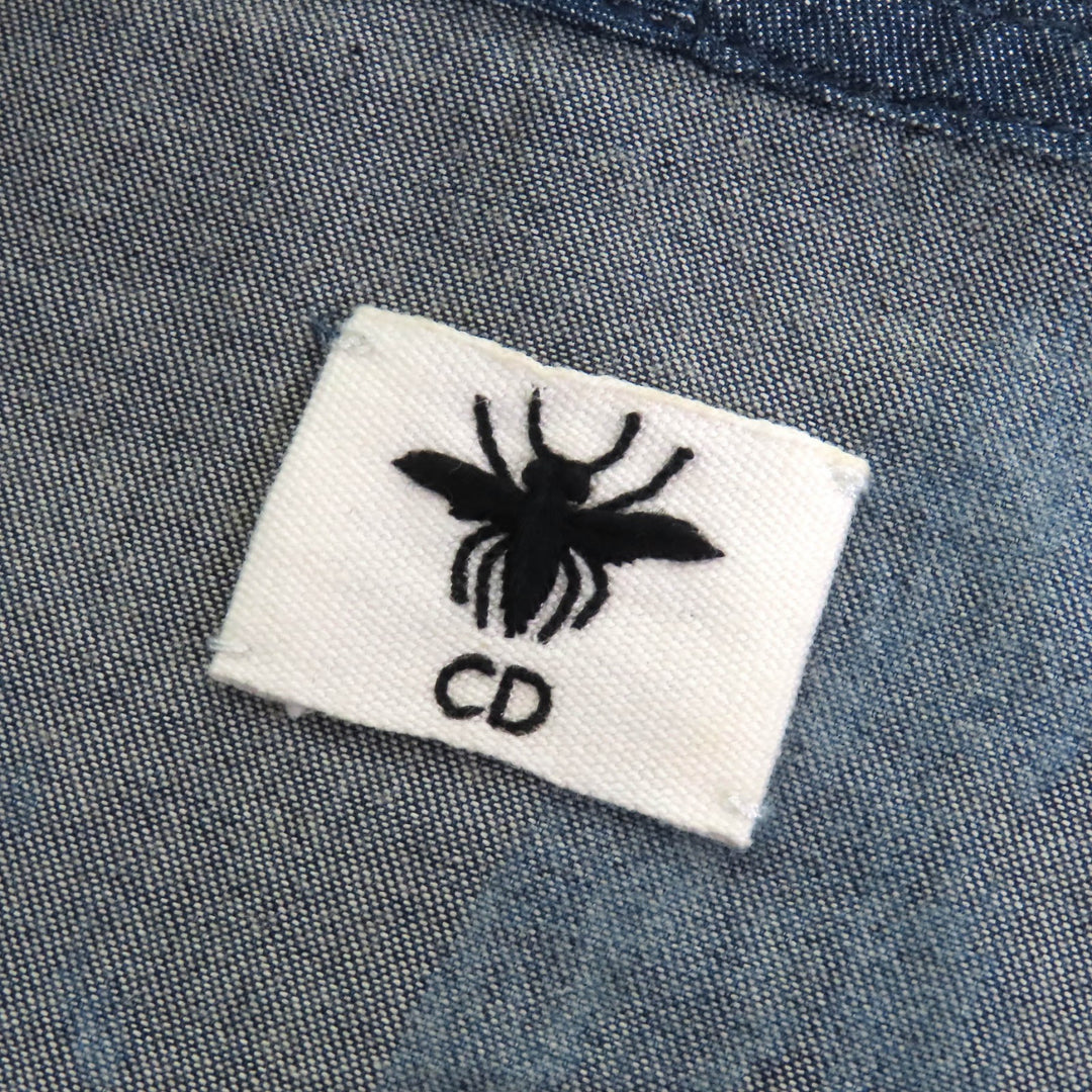 極美品△Christian Dior クリスチャンディオール 122V28A3389 コットン100% BEE刺繡 総柄 ベルト付き 着物風 七分袖 シャツ 40 正規品