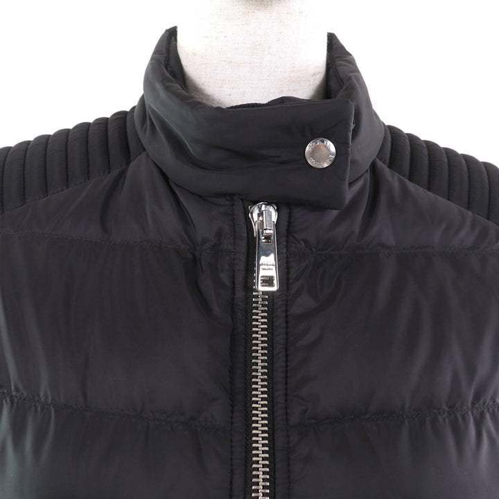 美品★PRADA プラダ 290545 トライアングルロゴ ZIP UP ダウンジャケット アウター ブラック 42 正規品 レディース