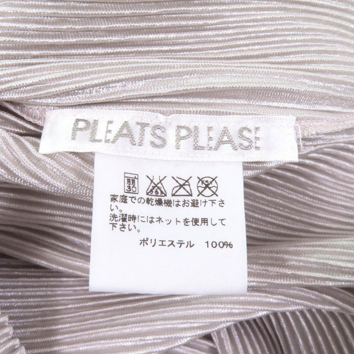 極美品★PLEATS PLEASE プリーツプリーズ イッセイミヤケ PP31-FT275 切替デザイン プリーツ 半袖 ワンピース チュニック ライトグレー 3